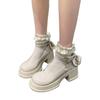2025 New Round Head Mary Jane Shoes Thick Heel High Heel Sweet Princess Shoes