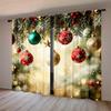 Red Gold Christmas Curtains Snowflakes Berries Print Bedroom Living Room Kitchen Office Holiday Decor Light Filtering Polyester Window Treatment