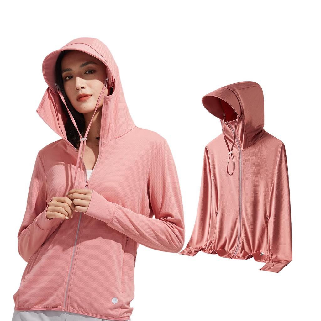 UV Protection Rashguard for Long Sleeve Removable UV Finger Quick Simple [KANGNAN] Women, Hoodie, Brim, Protection, UPF50+, Holes, Drying, Breathable,