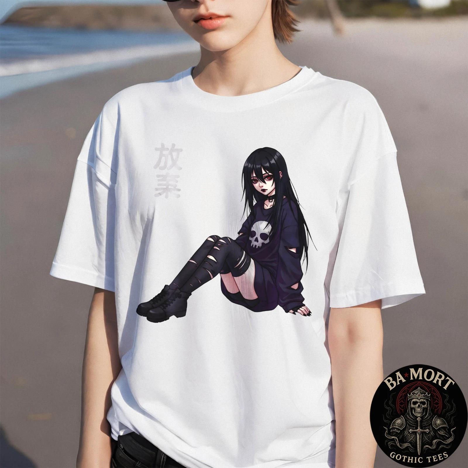 Девушка Аниме Хоррор Готическая Эстетика Японская Вайфу Футболка L
