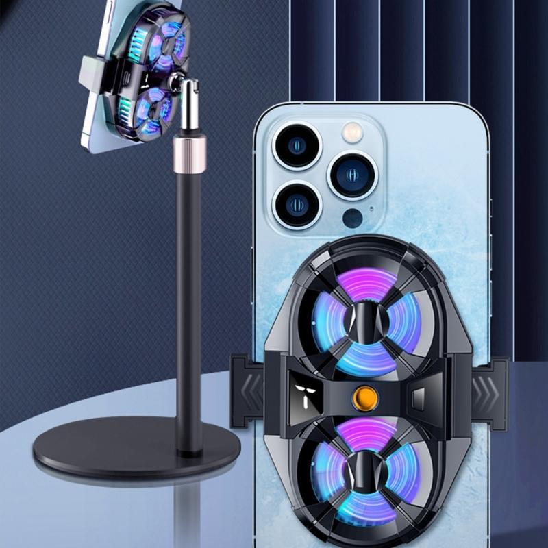 Semiconductor Cooling System 7-Blades Digital Display Radiator Phone Cooler Fan Clip Silent Heat Sink for Gaming Live