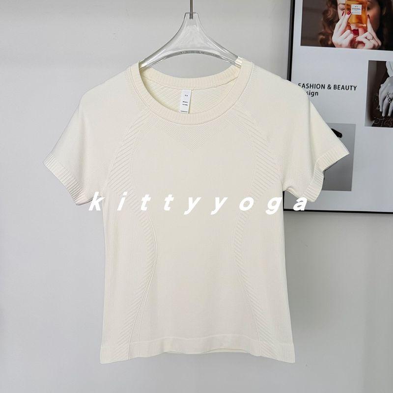 [Same Style with Big Brands] Athletic Clothing Women Summer Thin Yoga Clothes Quick-Drying Top Waist Hugging Fitness Running Short sleeve T-shirt