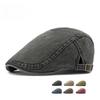 Unisex Washed Cotton Flat Cap Retro Simple Plain Ivy Hat Adjustable Cabbie Beret for Spring Summer Men Women
