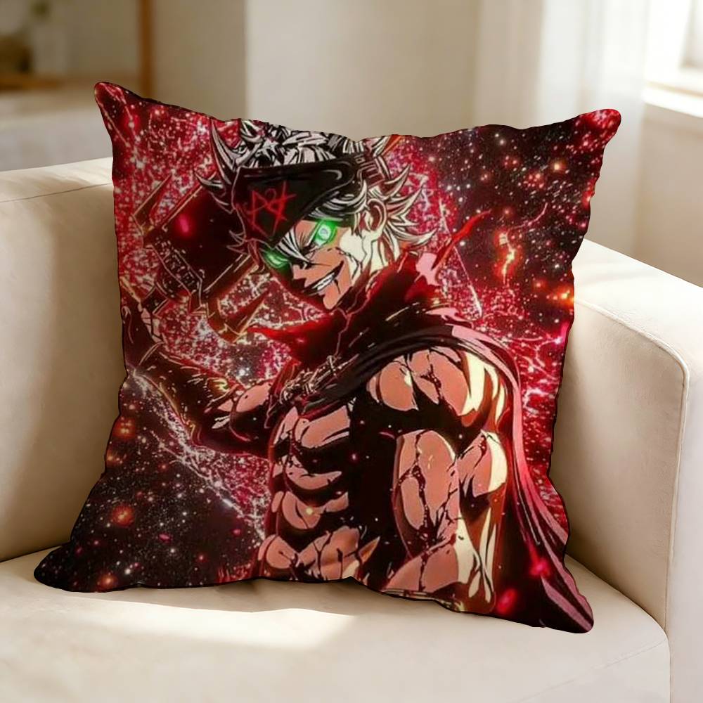 Action-Packed Anime B-Black Clover A-Asta  Pillow Case Square Double-Sided Sofa Cushion Cover Bedroom Bedside Pillow