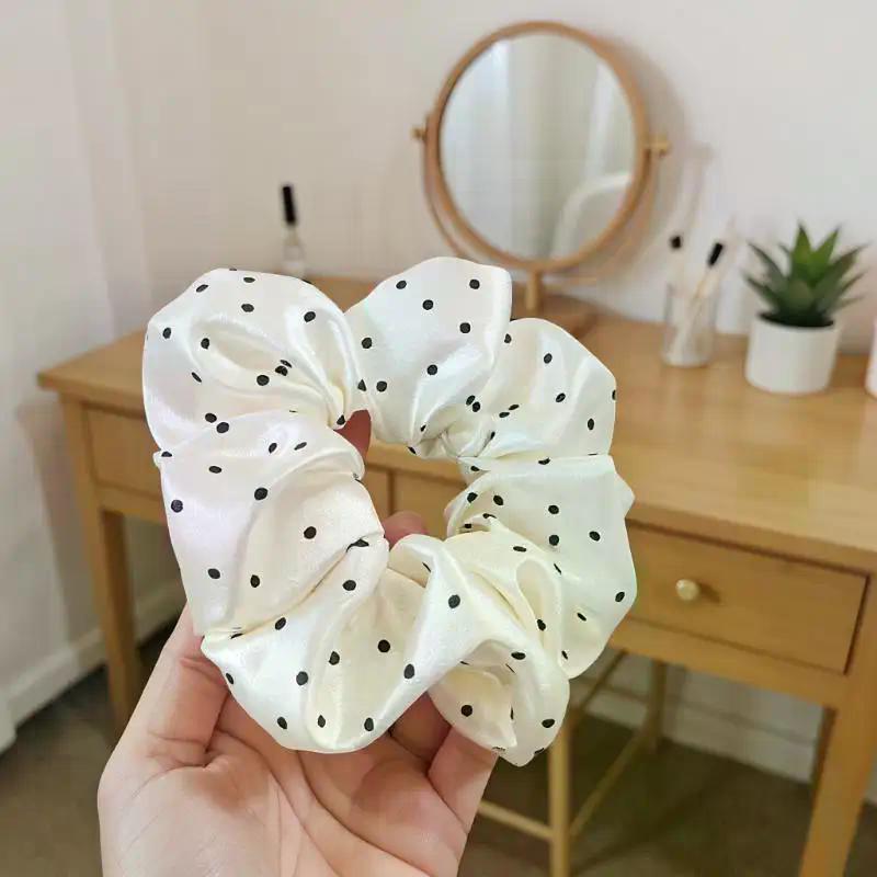New Polka Dot Black And White Scrunchies Large Hair Bands Female Elegant Hair Rope Ties Ponytail Holder Headwear