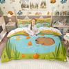 Homewish Cute Rodent Animal Duvet Cover Set 2Pcs/3Pcs For Kids Capybara Guinea Pig Bedding Kawaii Wildlife Quilt Cover Set