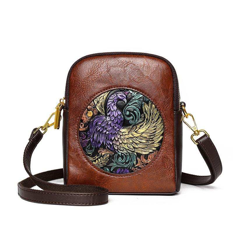 

Повседневная сумка через плечо с тисненым принтом пиона премиум-фактуры - новая сумка через плечо в китайском стиле для повседневного использования и поездок на работу