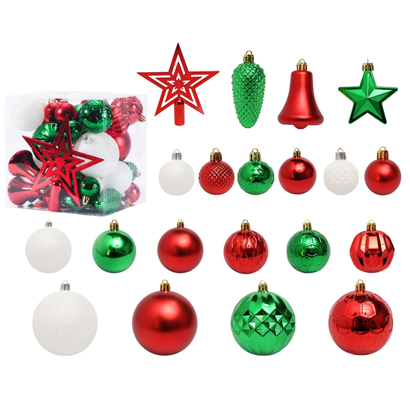 

45PCS Christmas Tree Topper Star Ornaments Set with Balls Decorations Hanging Ornaments Gift Box for Xmas Tree Party Holiday