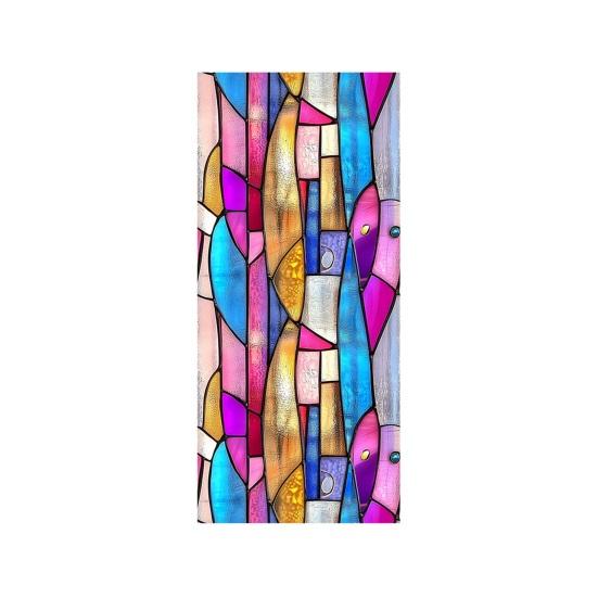 

Stained Glass Rainbow Window Privacy Film Decorative Sun Blocking Glass Clings Colorful Static Coverings Decals for Home Glass Door Window H