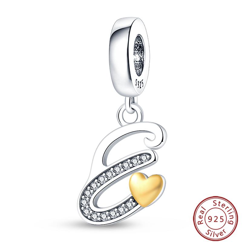 26 English Letter Series Copper Gold Heart-Shaped Design Charms Beads 3Mm Diy Fine Jewelry Making