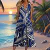 European and American summer new women's clothing, fashionable pocket V-neck striped sleeveless casual dress