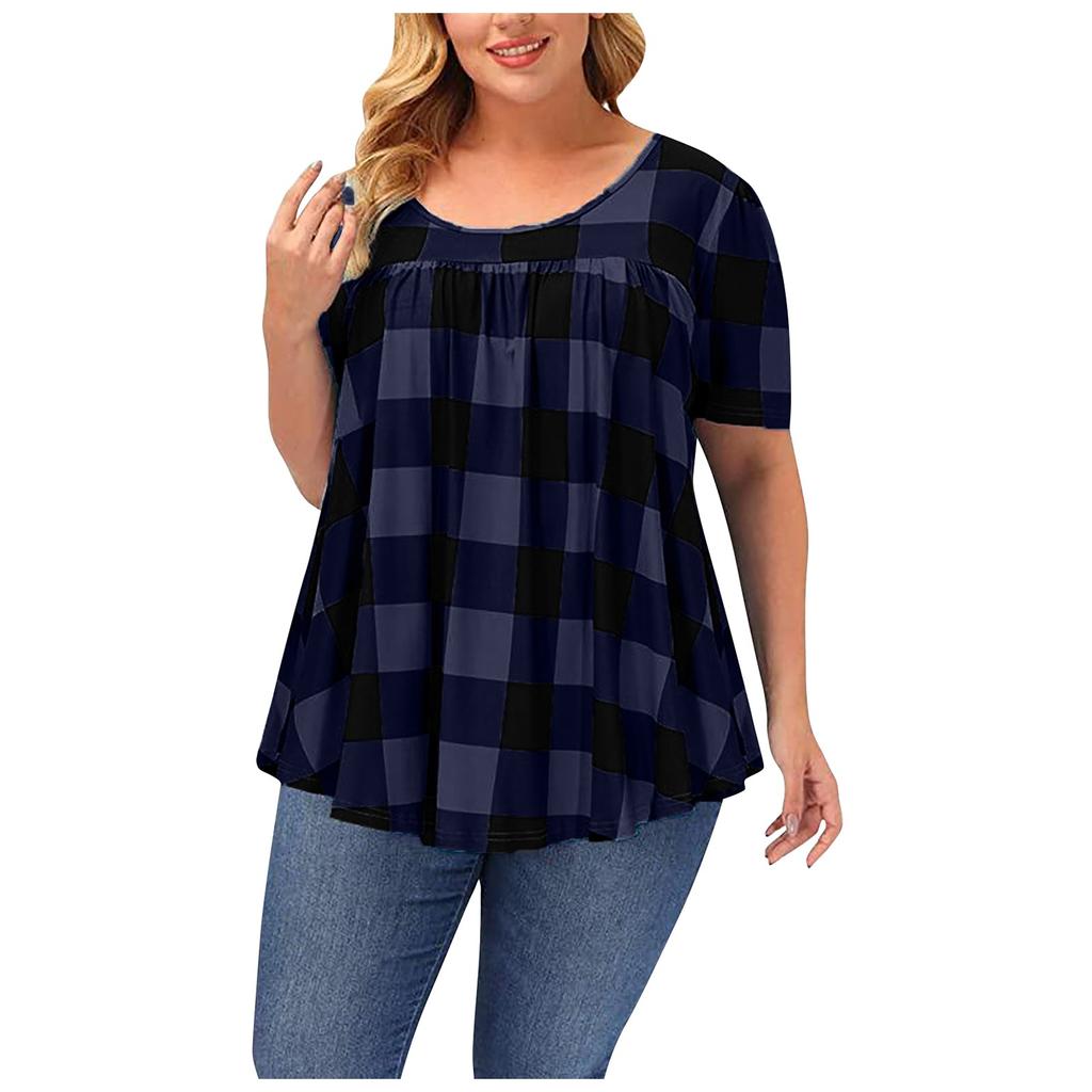 Fashion Plus Size Women's Casual Loose Short-sleeved Round Neck Printed T-shirt