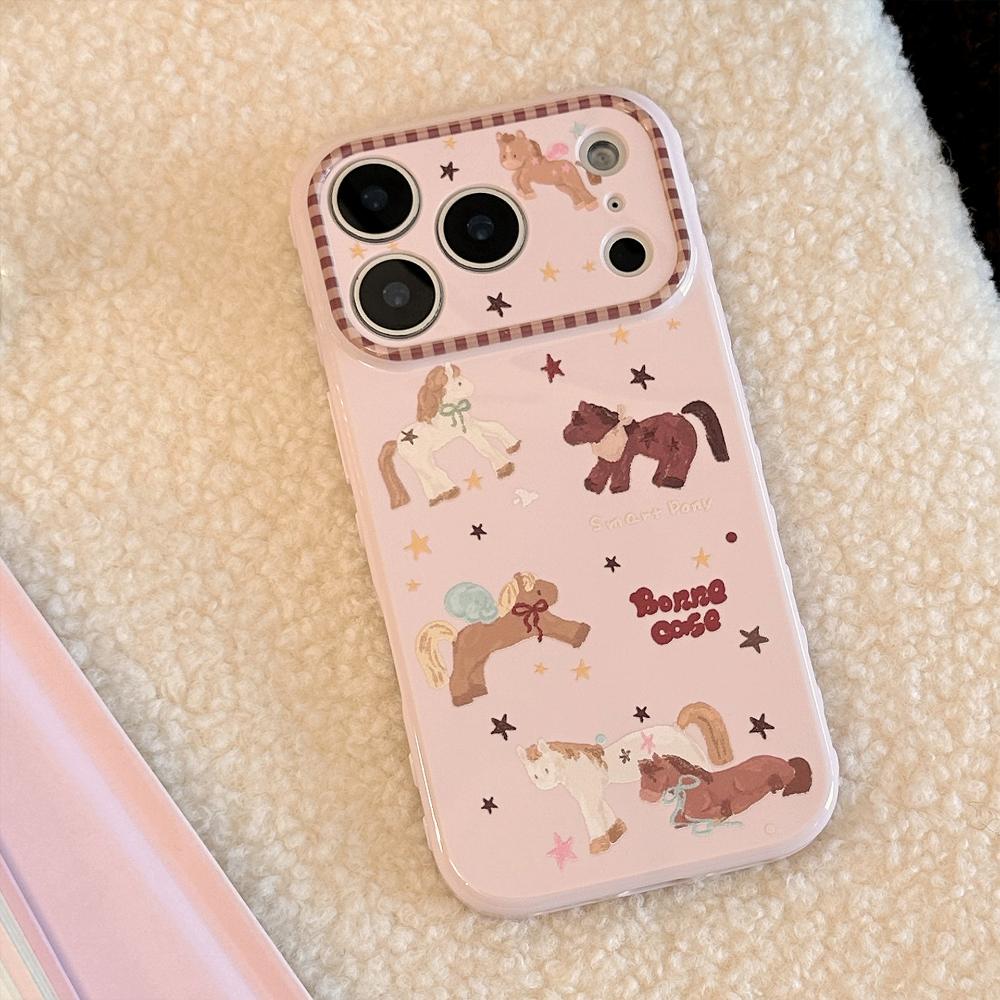 Cute Pink Pony Phone Case for IPhone 16, IPhone 17 Pro Max, and IPhone 14 with A Chain