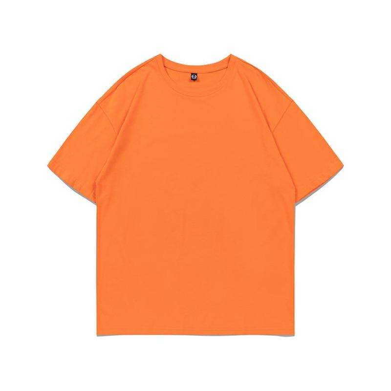 Summer new 200g pure cotton small shoulder youth campus sports and leisure loose solid color round neck short sleeves