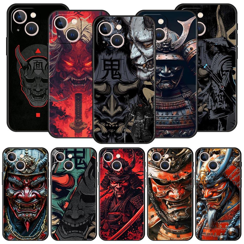 Japan Ghost Face Samurai Phone Case For iPhone 17 16E 15 16 14 13 12 11 Pro Max 7 8 Plus Soft TPU Back Cover