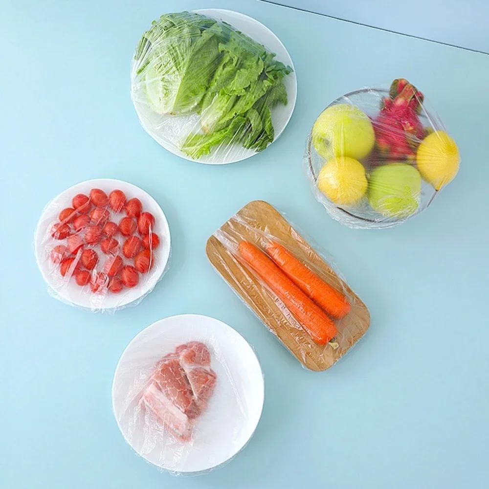 Einweg-Lebensmittelabdeckung Lebensmittelqualität Frischhaltebeutel Lebensmittelqualität Obst Gemüse Aufbewahrungsbeutel Elastischer Plastikbeutel Küchenzubehör