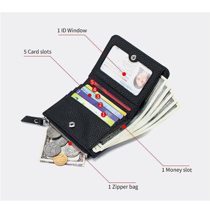 Japanese Style Genuine Leather Slim RFID Wallet for Women - Compact Zippered Coin Purse & Card Holder with Large Capacity (New Design)