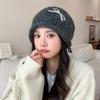 Sweet and Cute Bow Embroidered Knit Hat Autumn and Winter Versatile Warm Hat Outdoor Cold Protection Ear Protection Wool Hat