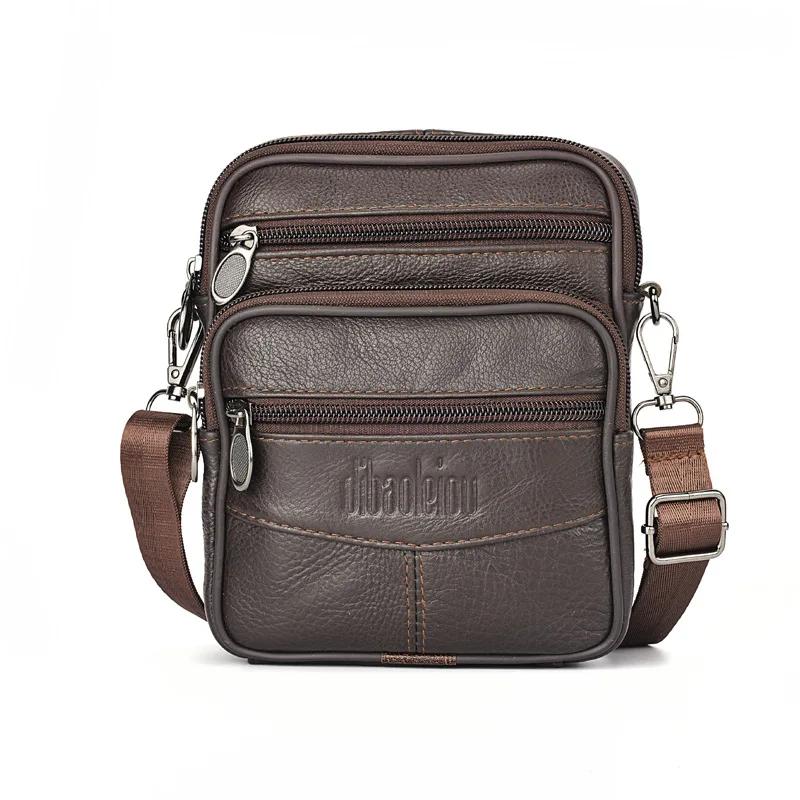Hoge Kwaliteit Echte Lederen Messenger Tas voor Mannen Zakelijke Tote Crossbody Schoudertas donkerbruine kleur