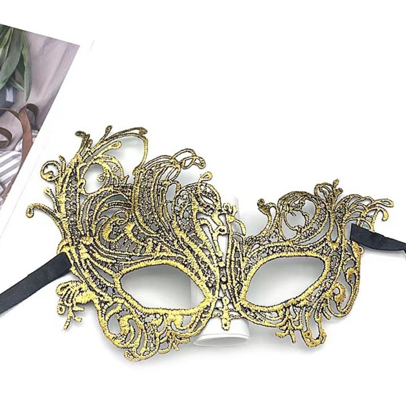 2x Halloween Party Mask for Women Men Masquerade Mask Half Face Mask Evening Prom Mask Lace Eye Mask Mardi Gras Mask-Ins