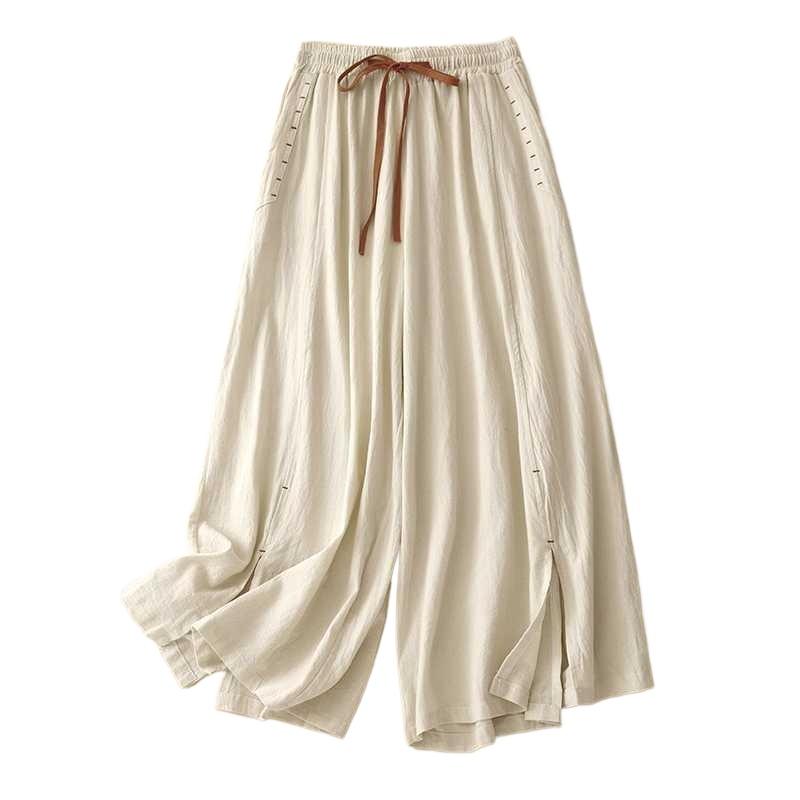 Summer new literary cotton and linen loose skirt pants casual nine-point linen wide-leg pants