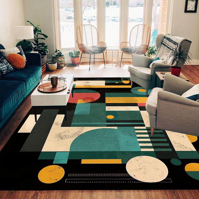 Abstrakter Geometrischer Teppich für Wohnzimmerdekoration Sofatisch Große Teppiche Schlafzimmer Küche Flur Balkon Rutschfeste Fußmatte