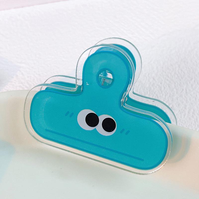 1pcs Cartoon Pp Clip Acrylic File Dovetail Book Data Clip Cute Funny Expression Eye Clip Long Tail Acrylic File For Office Tools