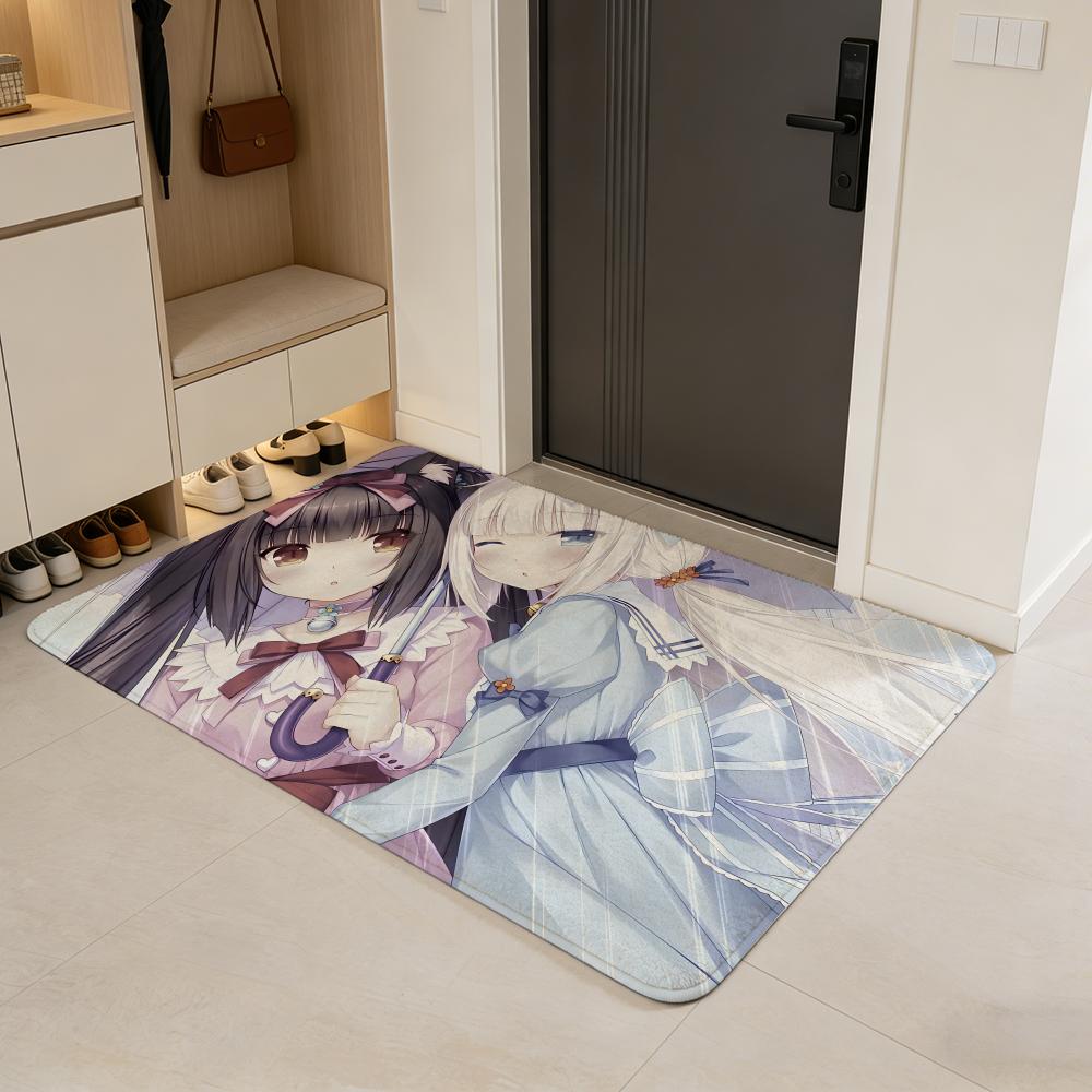 game N-Nekopara Floor Mat Flannel Door Mat Non-Slip Absorbent Washable Indoor Home Rug