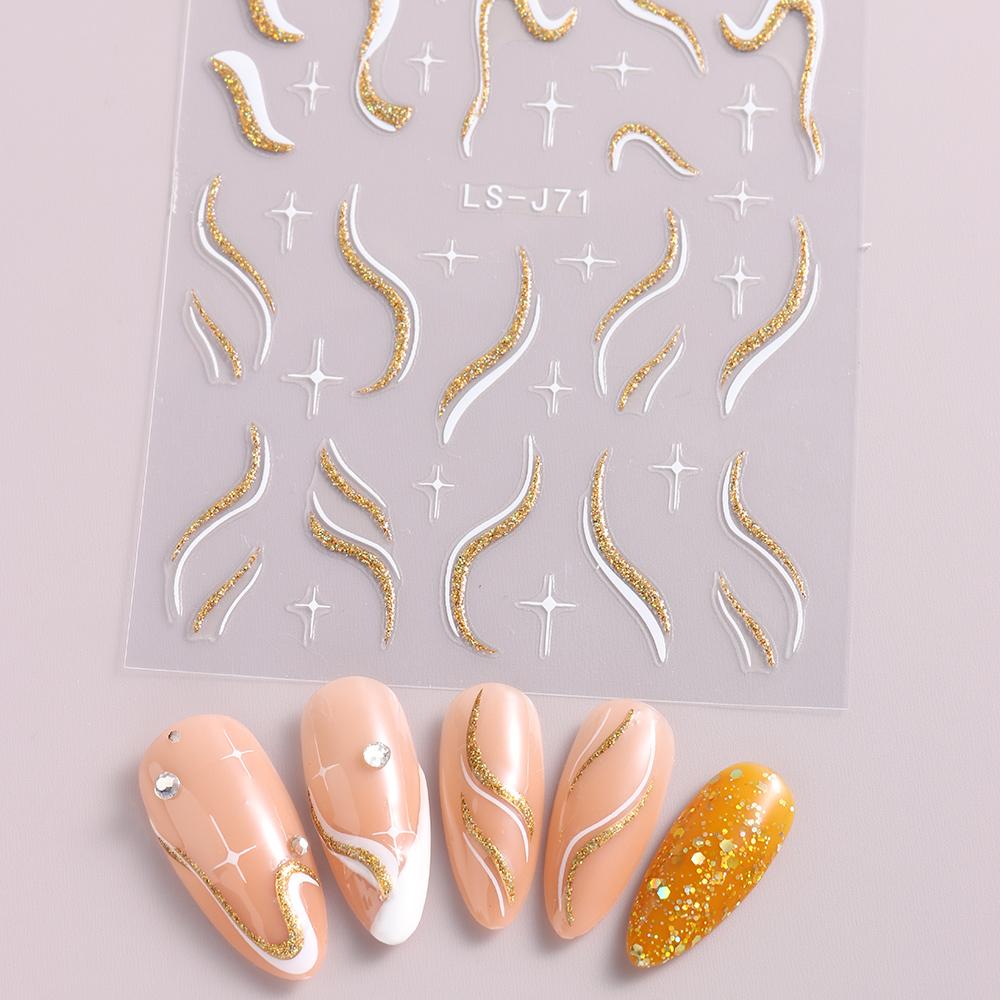 Nagelaufkleber, glitzernde rosa Linie, Feder, Nagelverstärkung, Rückenkleber, Nagelschmuck, Nagel