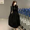 Niche High-End One-Shoulder Black Long-Sleeved Dress with Coat - Slimming Women's Fashion for Spring and Autumn