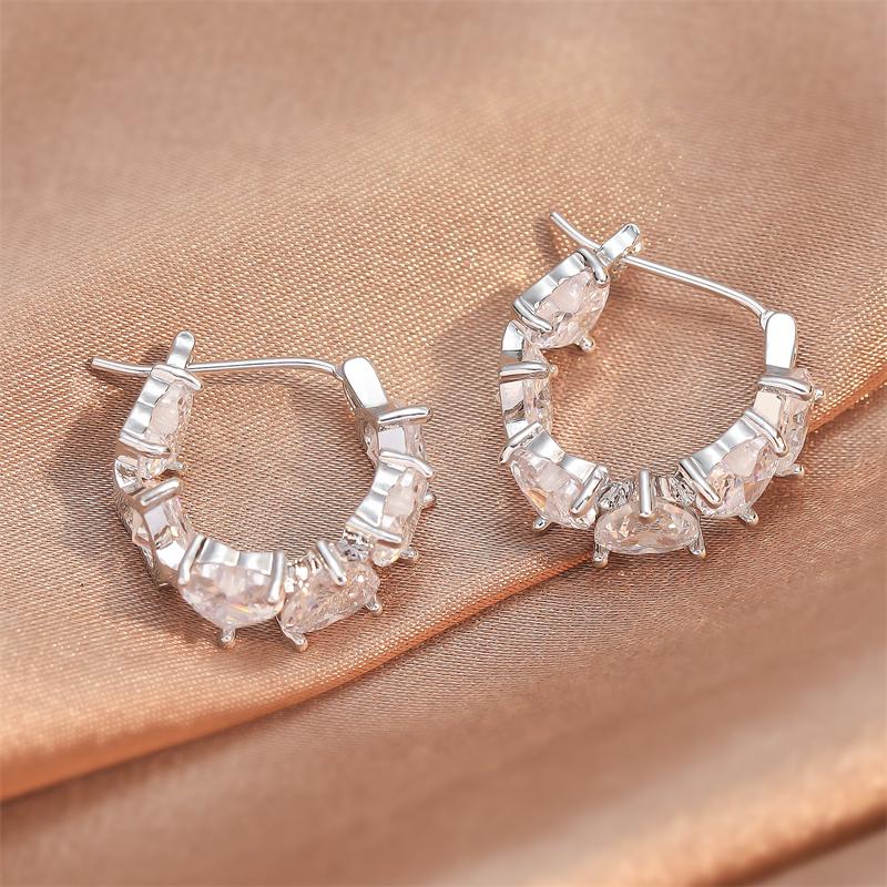 ZAKOL Изысканные серьги-кольца в форме прозрачного сердца из кубического циркония, новые трендовые, с посеребрением, свадебные аксессуары для ушей