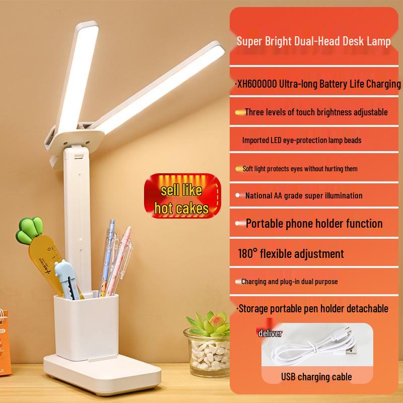 Eye-Protective Desk Lamp with Long Battery for Students - Ideal for Study, Reading, Dorms, and Bedrooms