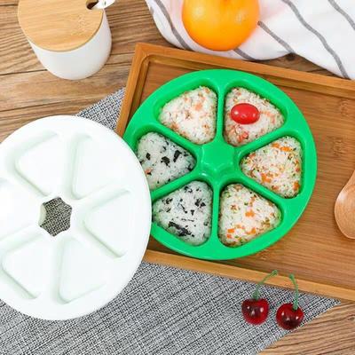 6-in-1 Bento Rice Mold Kit BPA-Free Sushi Press for Seaweed Rolls Japanese Onigiri Mold Triangle Maker for Home Party Food Prep