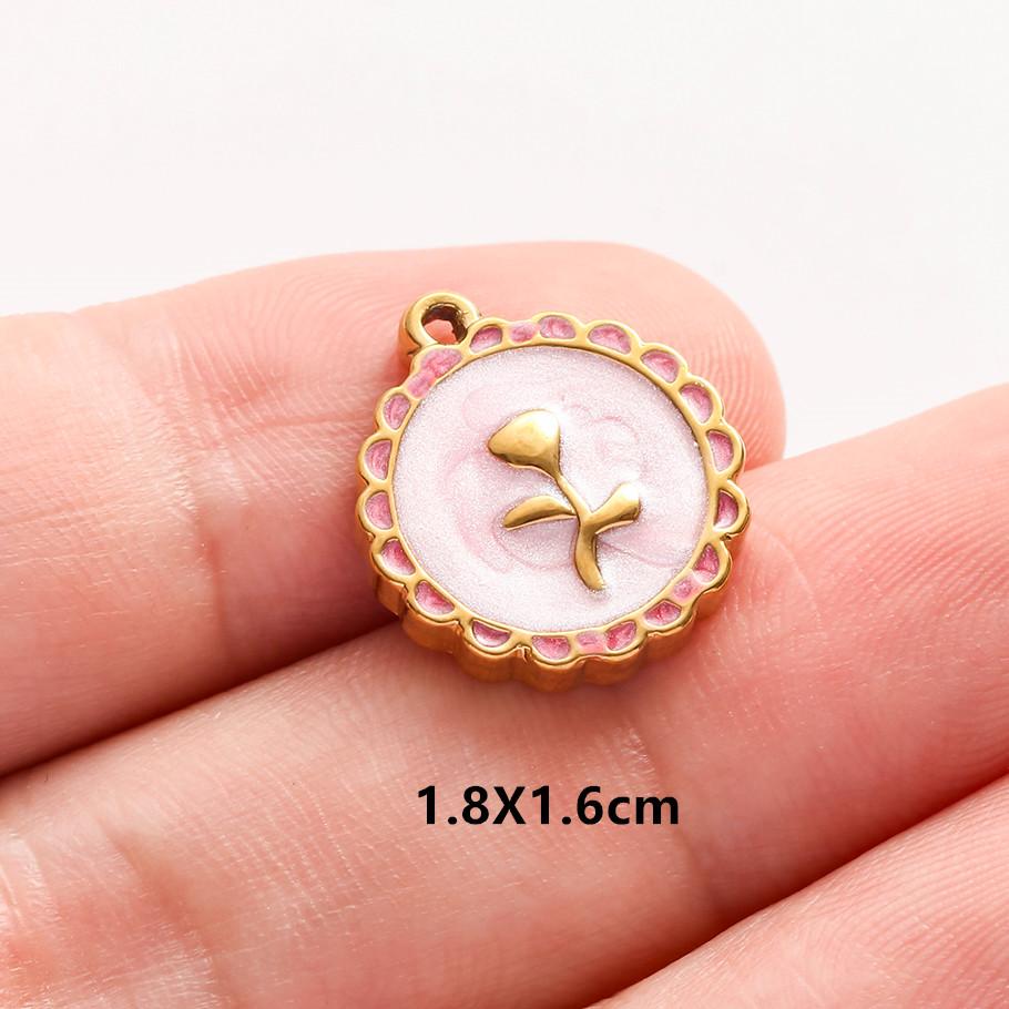 3 pezzi Ciondoli Fiore Eleganti Fatti a Mano a Goccia d'Olio Rosa Blu Acciaio Inossidabile Per Creazione Gioielli Collana Bracciale Portachiavi