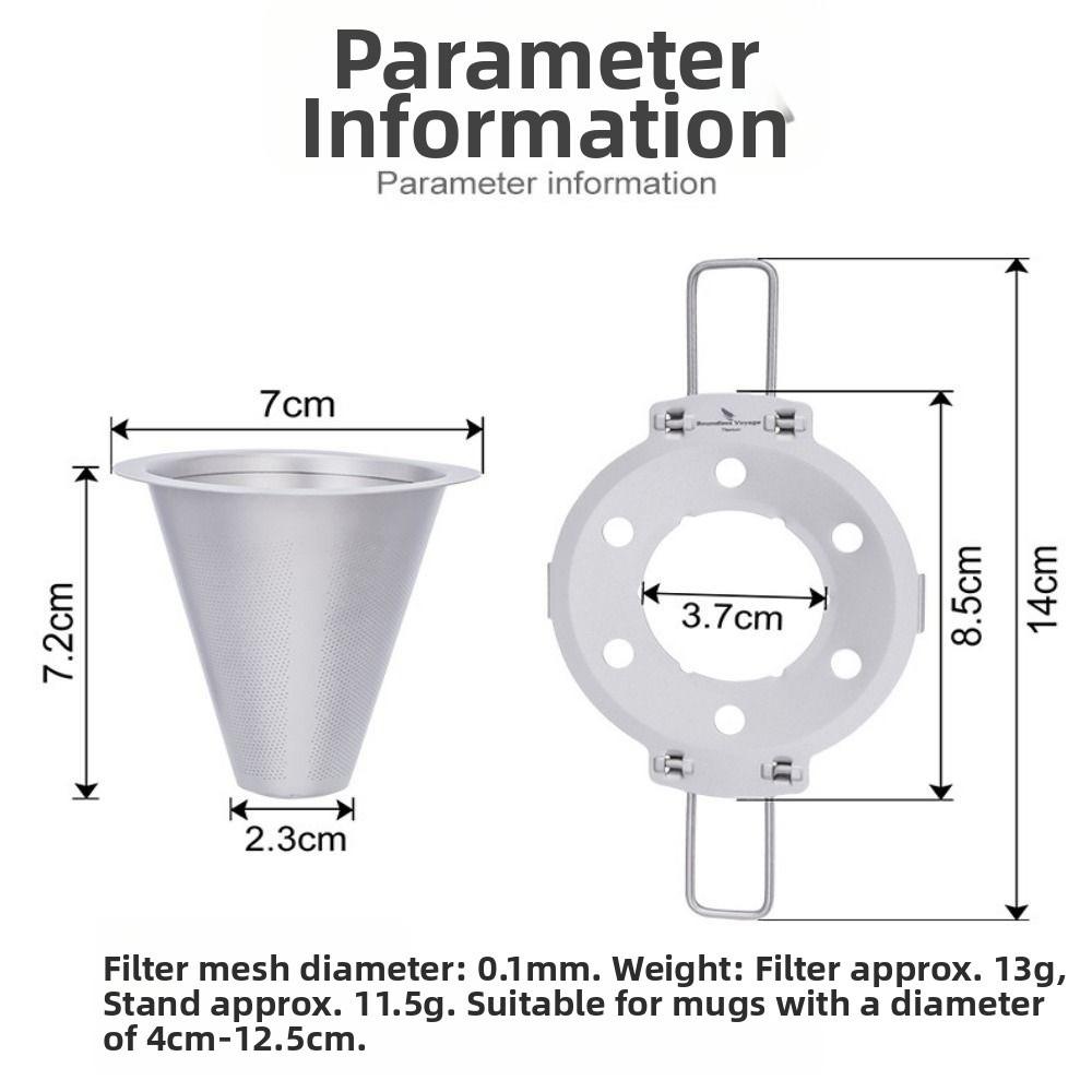 Portable Tea Strainer Lightweight Coffee Dripper Holder New Titanium Coffee Filter Bracket Set