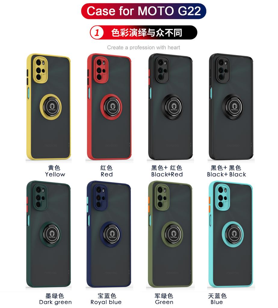 For Motorola Moto G22 Camera Protection Matte Shockproof Case Promotio Case Magnetic Bracket Ring Stand Cover Fundas