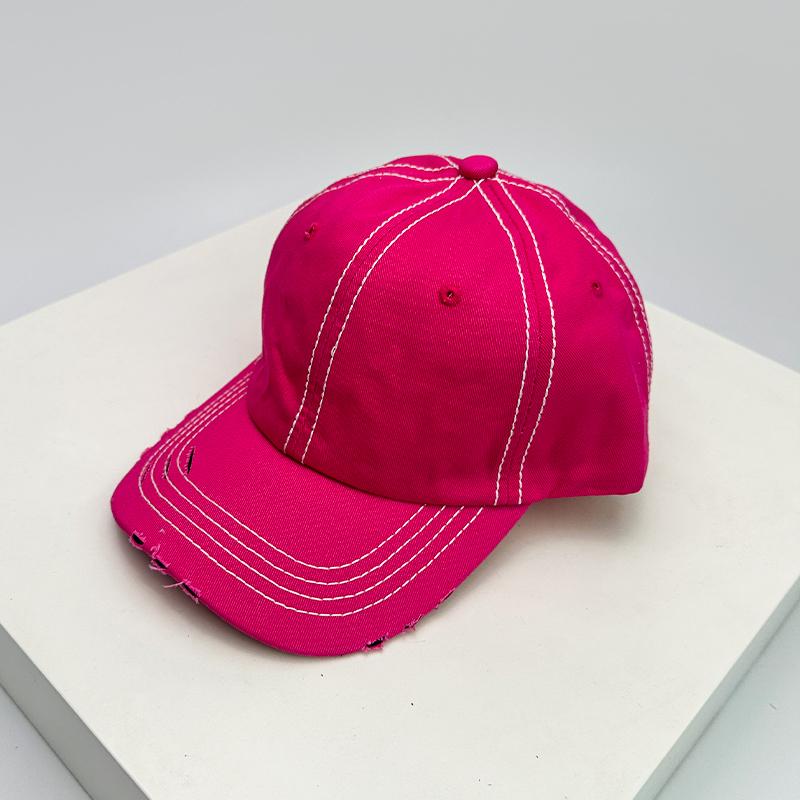 New Unisex Solid Distress Retro Baseball Hats Breathable Street Sunshade Simple Peaked Cap Versatile Fashion Casual Broken Style