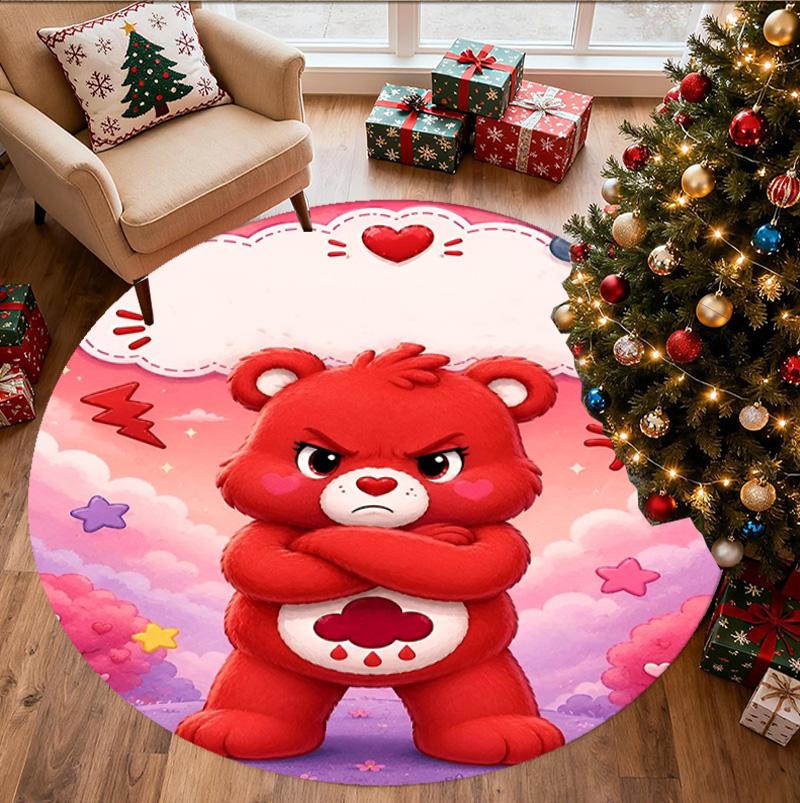 Care Bears Pattern Round Rug, Indoor/Outdoor Mat, for Picnic, Gameroom, Bedroom, Office, Living Room, Home Decor Carpet, Birthday Gift