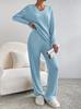 Europe, America, Autumn and Winter New Two-piece Fashion Casual Straight-leg Pants Temperament Loose V-neck Pit Strip Knitted Suit