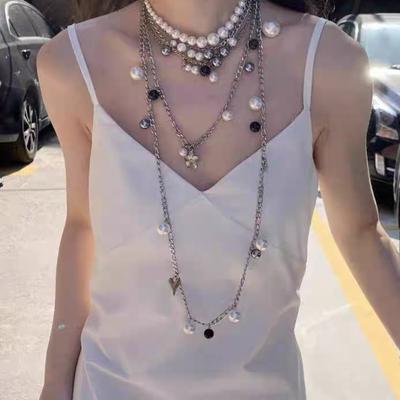 Blumen Anhänger Perle Mehrschichtig Halskette Choker Pullover Kette Mode Schlüsselbein Kette Damen Mädchen