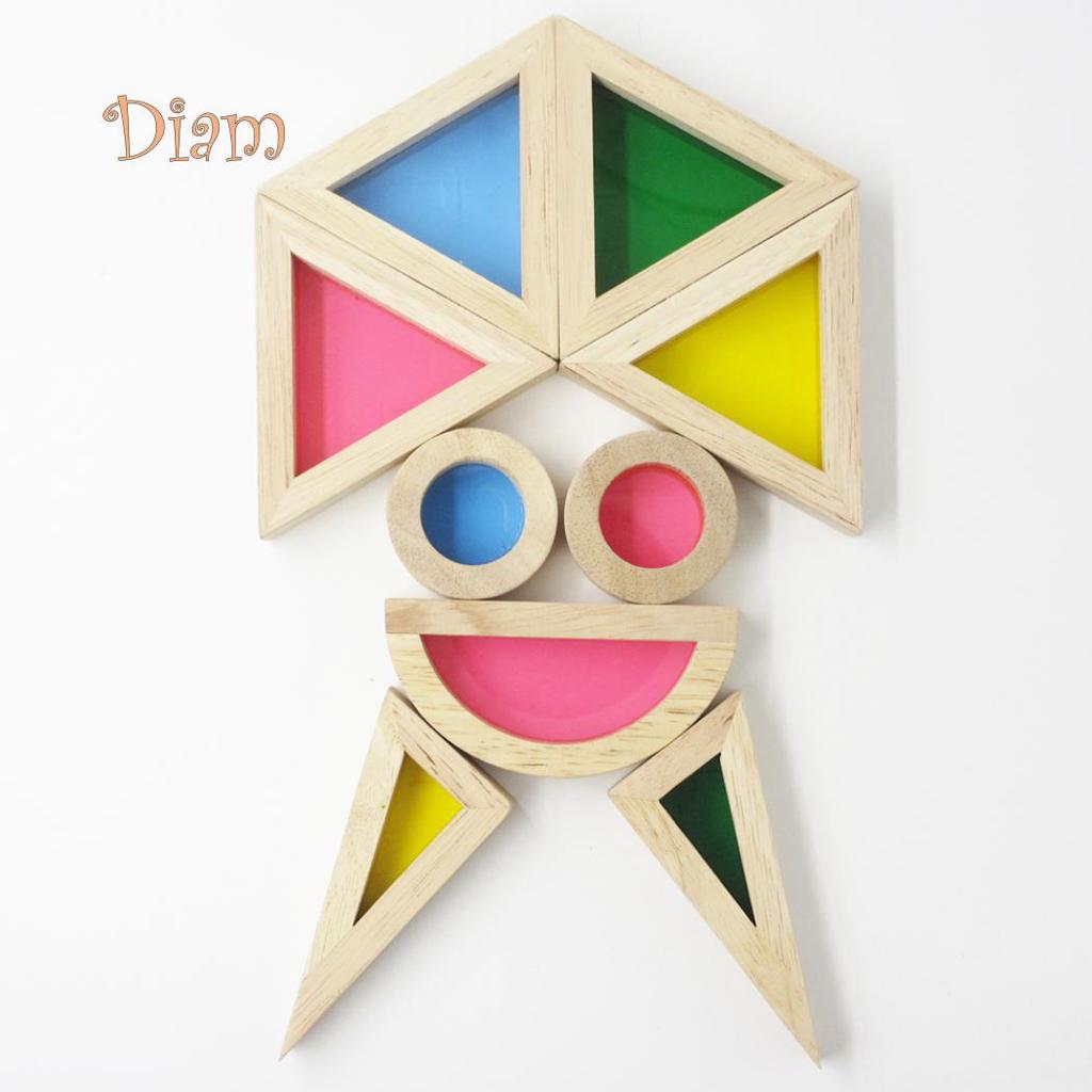 OBS Kids Preschool Montessori Colorful Wooden Building Blocks Toys Set Stacking Game