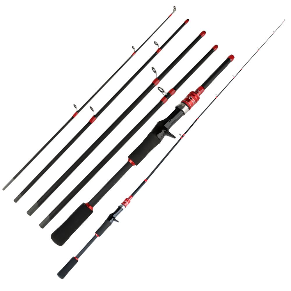 FTK NEW 1.8M 2.1M  Red Telescopic Fishing Rod Carbon Fiber Lengthen Wooden Handle Spinning Casting Rod Portable Trout Rod