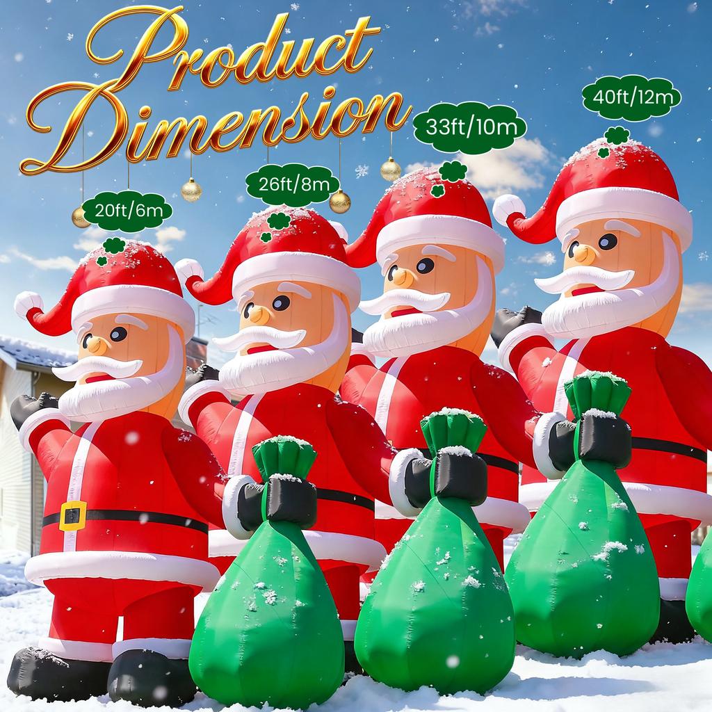 Glowing Christmas Giant Inflatable Santa Claus with LED Light Outdoor Christmas Yard Inflatable Santa with Light Blower