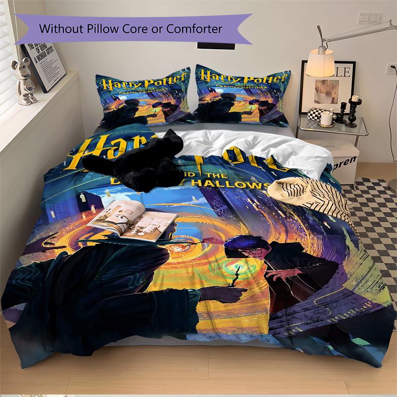 3pcs Harry Potter Fantasy Adventure Bedding Set, Soft Polyester Duvet Cover and Pillowcases Seasons all suitable, Design for Bedroom L1003146