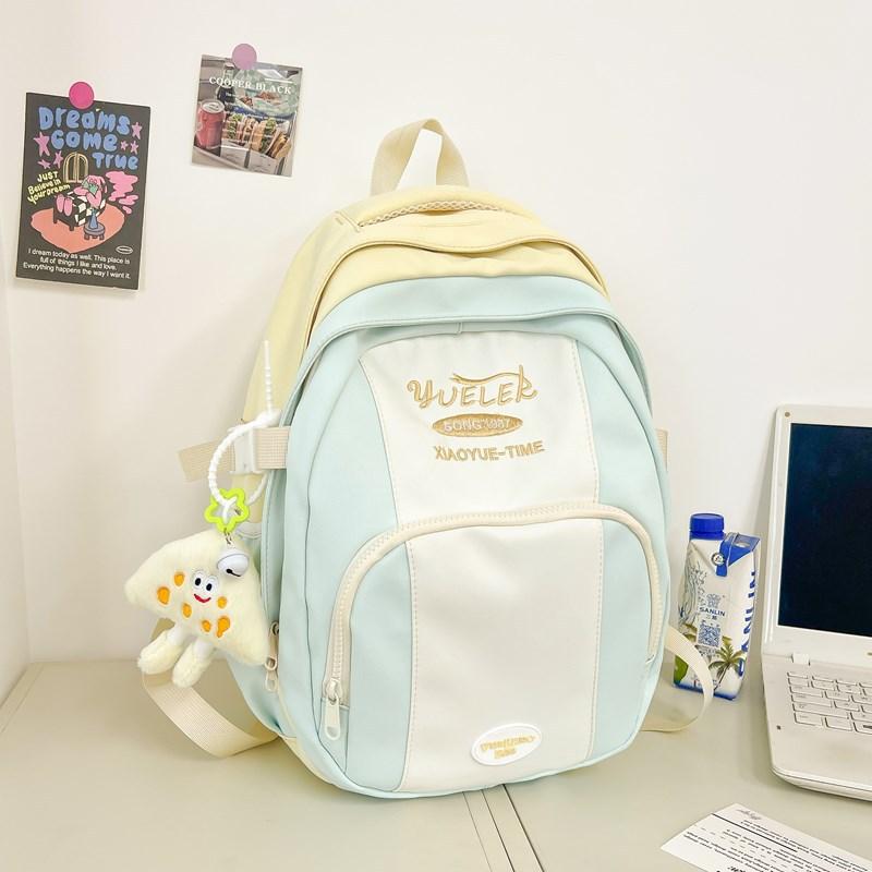 High value, fresh and sweet, contrasting color splicing backpack, lightweight travel backpack for junior high school students
