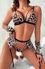 Women's Fashion New Garter Sexy Leopard Garter Suit with Gloves
