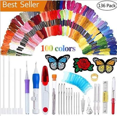 Hot-Selling Cross Stitch Embroidery Punch Needle Tool and Flower Design Set