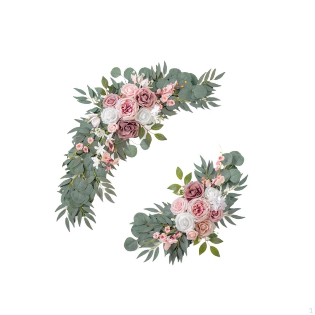 2x Łuk ślubny Kwiaty Zieleń Narożnik Znak powitalny Dekoracja Sztuczna dla