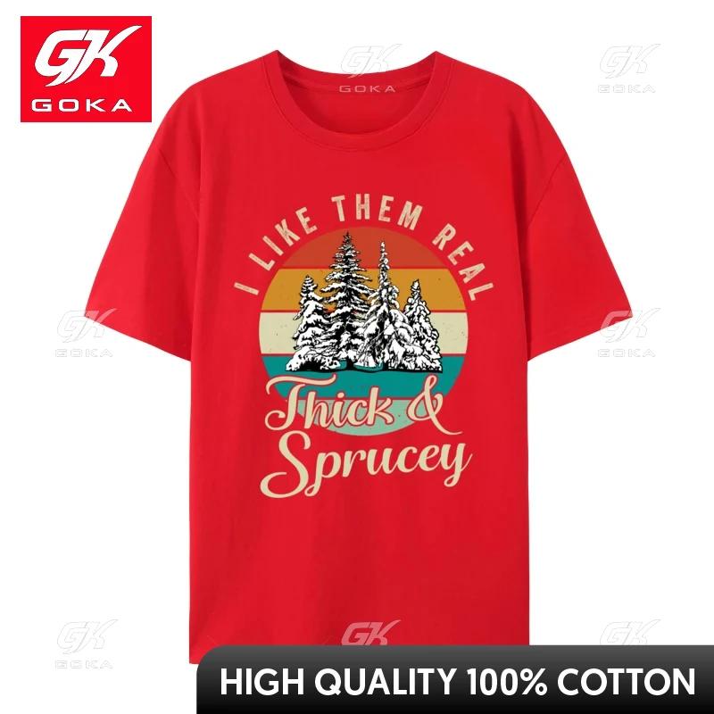I Like Them Real Thick Sprucey Funny Christmas Tree TShirts Print TShirt Casual Tops Tees Brand New Cotton Tops Shirts S