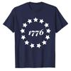 Vintage 1776 Circle 13 Stars Print Tshirt Patriotic Usa Graphic Short Sleeve Casual Outdoor Holiday Daily Wear Tee Fashion Trend